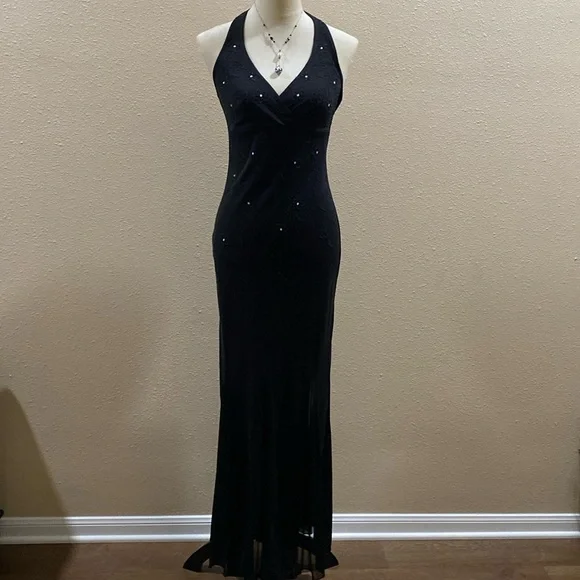 Rampage Clothing Company | Dresses | Beautiful Black Halter Evening Dress  With Rhinestones | Poshmark